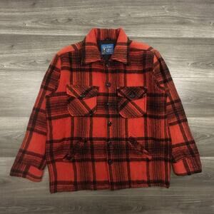 Vintage Deacon Brothers Dea-Jacket Shirt Mens Large Buffalo Plaid 60s Made USA